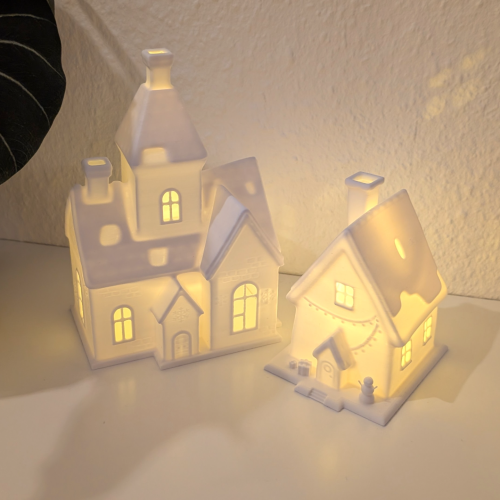 3D Baskı Dekoratif Ev Seti | LED Mumluk | 3D Print Evi